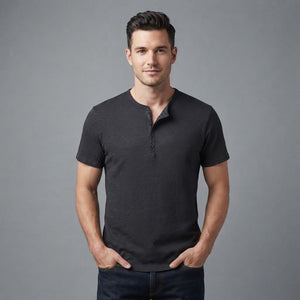 Men's Henley T-Shirt Button Collar