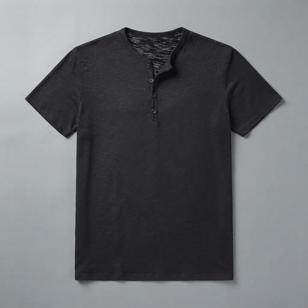 Men's Henley T-Shirt Button Collar