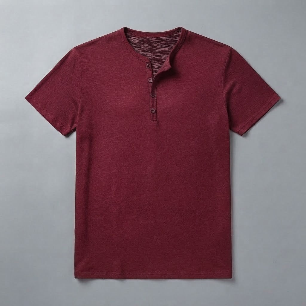 Men's Henley T-Shirt Button Collar