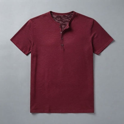 Men's Henley T-Shirt Button Collar