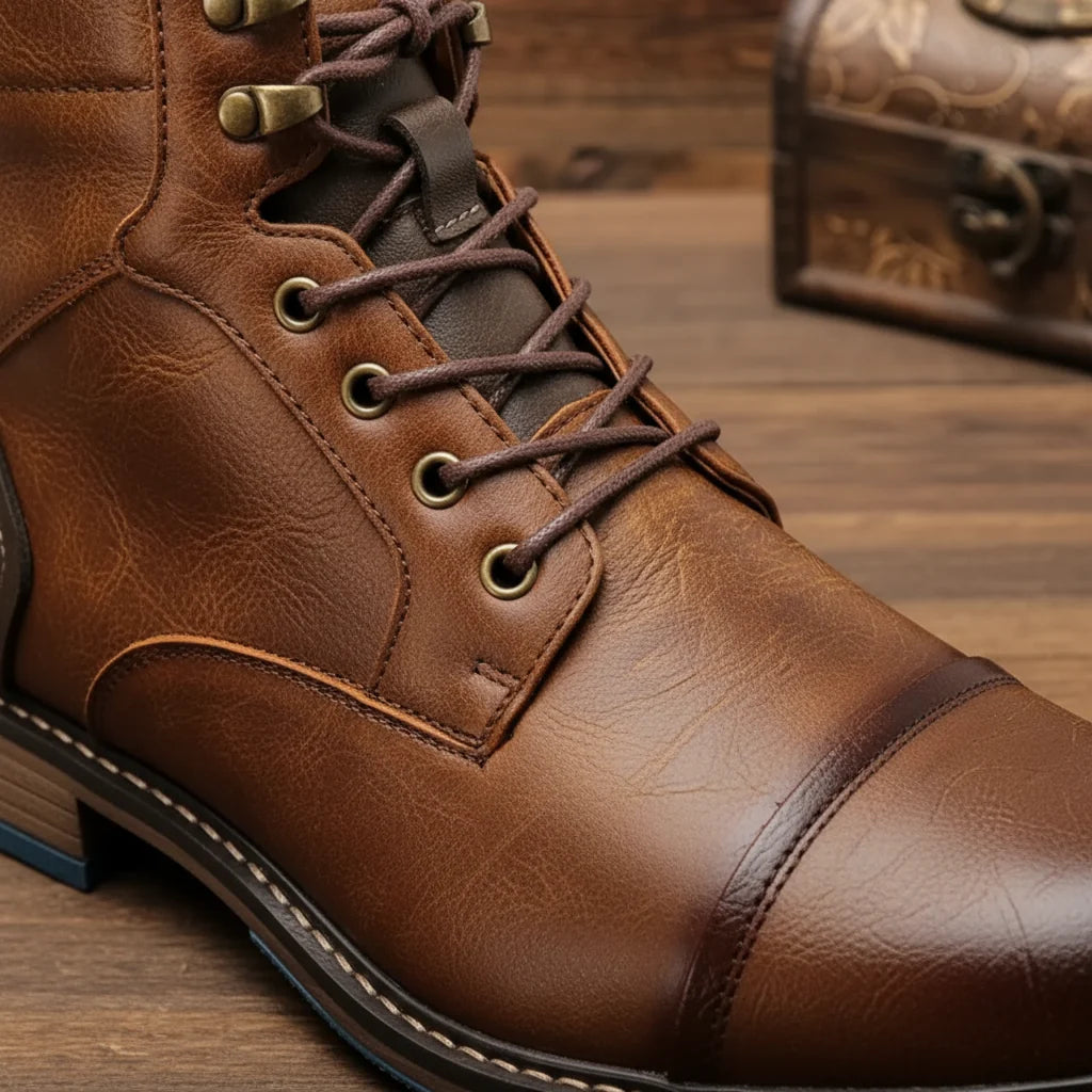 Vintage Leather Ankle Boots | Men's Classic Footwear 3